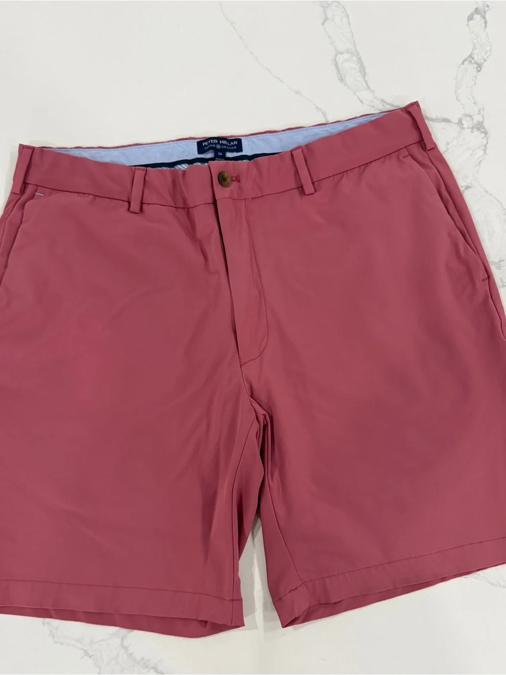Peter Millar Crown Crafted Men's Size 36 Performance Golf Shorts Pink Red Solid